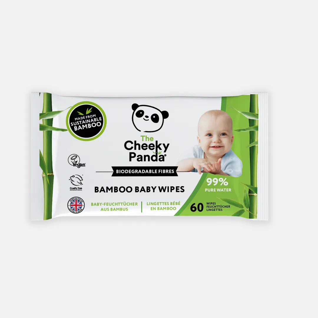 The Cheeky Panda baby vådservietter (60 stk.) er den perfekte kombination af skånsom pleje og bæredygtighed.